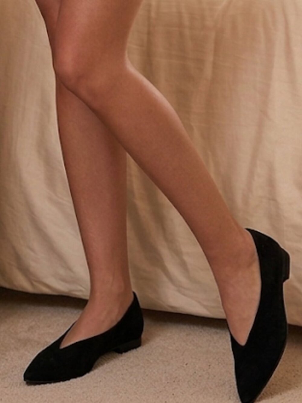 Jon Josef Women's Black Real Genuine Suede Pointed-Toe Flats Size 10M